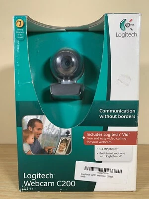 Logitech C200 Webcam USB Built-in Microphone w/RightSound  Black  - Image 1 of 4