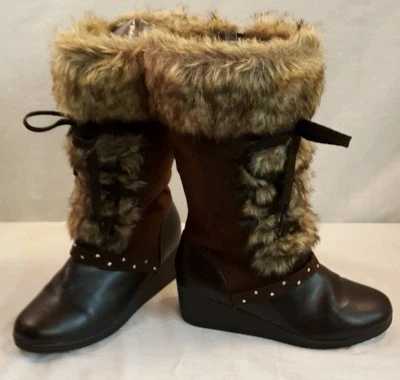 CANYON RIVER BLUES SNOW BOOTS Women's Dark Brown sz 5 M Faux Fur - Imagem 1 de 4