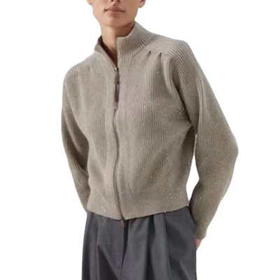 Cárdigan de lana de cachemir tejido ligero acanalado Brunello Cucinelli para mujer Foto 1 de 4