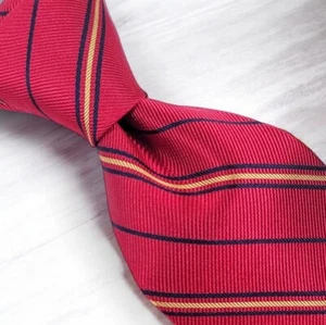 PRONTO UOMO 100% Silk Tie, Striped Pattern, REPP Necktie Color Red & Blue NWT - Picture 1 of 12