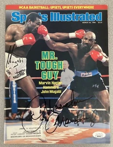 Mag Deportivo Ilustrado Firmado Marvin Hagler Boxeo Automático 3/24/86 John Mugabi JSA - Imagen 1 de 3