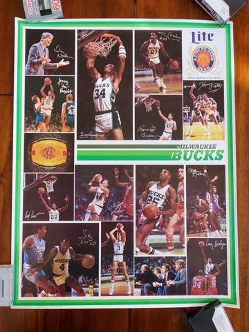 1986 Vintage Milwaukee Bucks Poster Lite Beer Near Mint OS Paul Pressey Cover