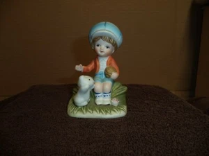  Vintage Homco (Home Interior) "Boy with Dog and Ball, Ready to Play  1436?  - Picture 1 of 3