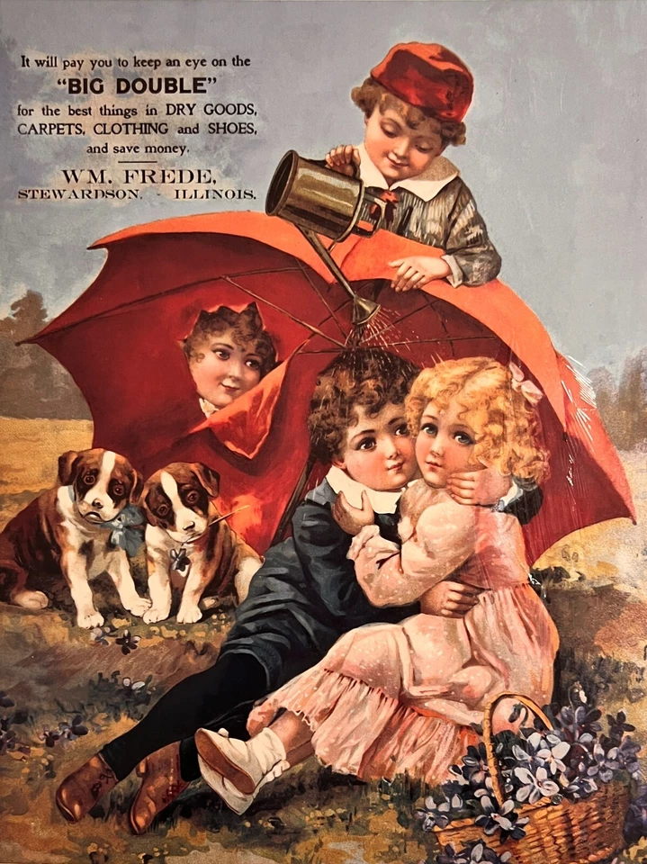 Adverting Art Print Repro 1890s Dry Goods Store Illinois Gallery Graphics - Image 1 of 1