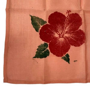 Handkerchief Pink Hankie Printed Hibiscus Flower Square 11x11.5” Floral - Picture 1 of 6