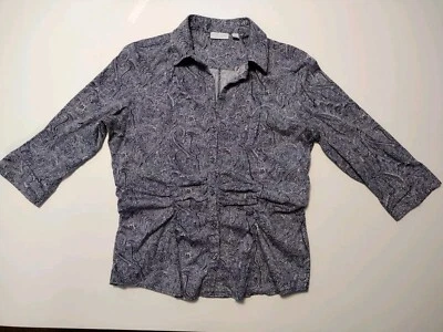 New York & Company Elastizado Azul Estampado Paisley Volantes Cintura Abotonada Para Mujer XL Foto 1 de 4