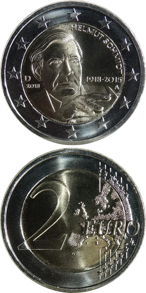ALEMANIA/ALEMANIA € 2 euros 2018 (A) UNC '100. Cumpleaños Helmut Schmidt Foto 1 de 1