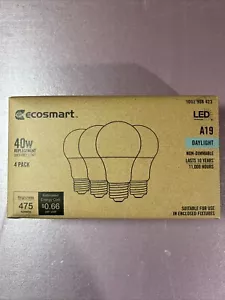 NEW Ecosmart 40W Replacement Non Dimmable A19 LED Day Light 4-Pack Bulbs - Picture 1 of 2