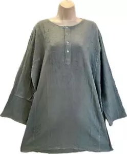 Geeta Bust 48 Hippie Boho Zingari India Festival Ricamato Lungo Kurta TOP Cenere - Foto 1 di 3