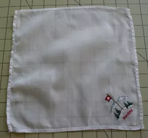 2819 Pretty cotton Swiss Hankie, Suisse, flag, chalet, mountains - Picture 1 of 2