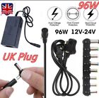 Universal 96W 12-24V DC Auto Car Power Charger 8 Adapter For Laptop Notebook UK