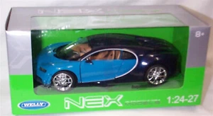 Welly 1:24 Bugatti Chiron Blue & Black 2016 Diecast Model Car Vehicle New in Box - Picture 1 of 2