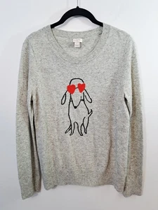 J. Suéter para mujer Crew gris con imagen de perro talla grande usado en excelente estado mezcla marina  - Imagen 1 de 5