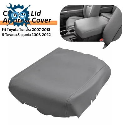Fit 2007 -2013 Toyota Tundra Leather Center Console Armrest Lid Cover Trim Gray — 第 1/4 张图片