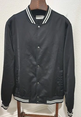Vince Jacket XL Black Wool Blend Starter Bomber Coat Varsity Streetwear Snap Up - Image 1 of 3