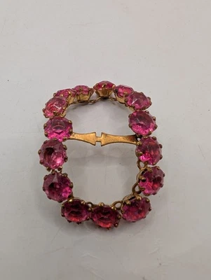 Fivela de cinto vintage rosa quente retrô acrílico tom dourado boho - Imagem 1 de 4