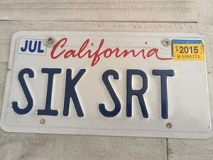 California Vanity License Plate “SIK SRT" Sick SRT Dodge Mopar Free Shipping - Picture 1 of 2