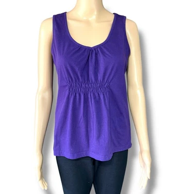 Basic Editions Womens Tank Top Pullover Smocked Empire Waist Purple Small  - Image 1 of 4