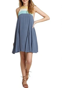 O'neill Tristyn Halter Mini Dress Blue Yellow White Stripe Women's Size S NEW - Picture 1 of 3
