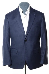 38S Short Lauren Ralph Lauren Dark-Blue Microcheck Rayon-Blend Sport Coat Blazer - Picture 1 of 9