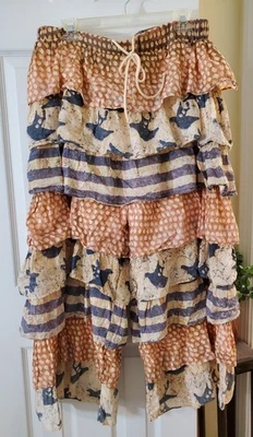 *Un pájaro raro*Pantalones con volantes Prairie Song talla S/M●Nuevos sin etiquetas únicos●Hechos en la India  Foto 1 de 4