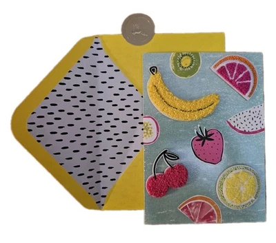 Papyrus Birthday Card With Removable Fruit 🍒 🍌 Patches - Image 1 of 4