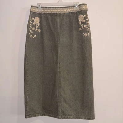 Falda vaquera larga bordada vintage Willi Smith talla 10 para mujer  Foto 1 de 4