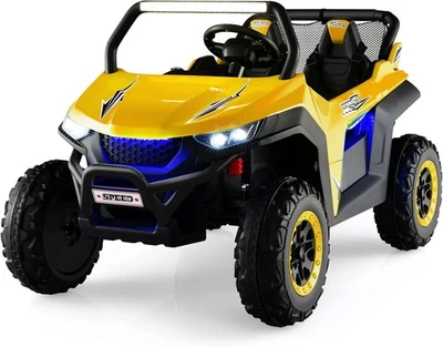 COSTWAY Kids Electric Ride On Car 2-Seater 12V Battery Powered UTV-Yellow - Image 1 of 4
