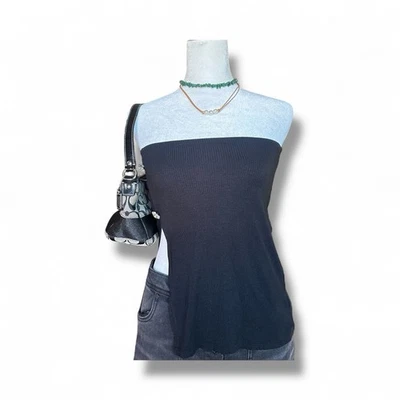 Top Tubo L Negro Sin Tirantes Acanalado Estrás Recorte De Colección Y2K May Pink Hecho en EE. UU. Foto 1 de 4