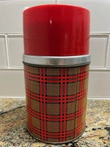 Vintage ALADDIN Red Plaid Wide Mouth 16 oz - Picture 1 of 4