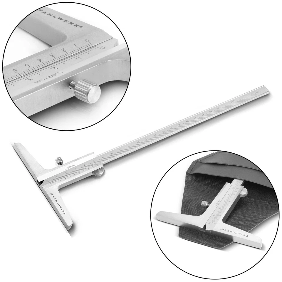 STAHLWERK Tiefenmessschieber 0-200 mm DIN 862 Tiefenlehre Schieblehre Messlehre - Bild 1 von 4