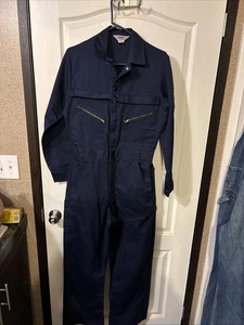 Sears Men's Carpenter Mechanic Work Coveralls Jumpsuit Long Sleeve Blue Size 38T - Picture 1 of 19