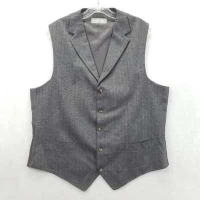 Hart Schaffner Marx Vest Mens Large Gray Herringbone Suit Waistcoat Made USA - Image 1 of 4