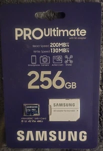 Samsung PRO Ultimate 256GB UHS-I MicroSDXC Micro SD Card with Reader - Picture 1 of 2