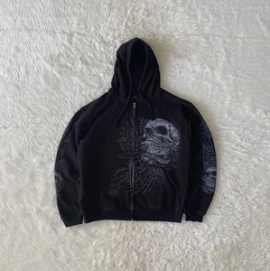 Who Want to Live Forever Skull Dragon AOP Zip Up Hoodie Medium Hot Leathers - Bild 1 von 8