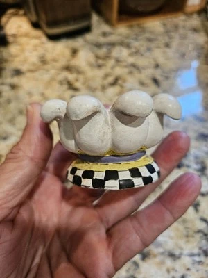 Small Single Resin Tea Lite Candle Holder Checkered MC? Fluted Edge - Image 1 of 4