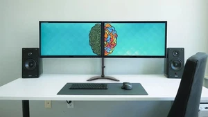Dual Frameless Monitor Bundle Dell HP Lenovo + New Stand HDMi DP VGA - Picture 1 of 7