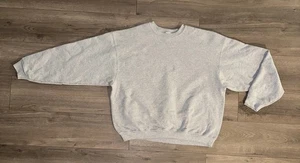 Retro Vintage Fruit Of The Loom Plain Solid Gray Crewneck Sweater Mens 2X 2XL - Picture 1 of 15