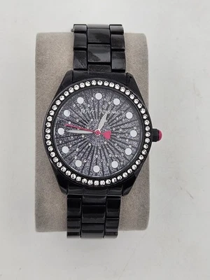 Reloj BETSEY JOHNSON Diamantes Negros Acero Inoxidable Corazón Segunda Mano NUEVO BATT Foto 1 de 4