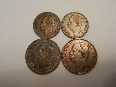 Lot of 4 Italy Coins - 5 Centesimi (1861N, 1895R) & 10 Centesimi (1863, 1893R) - Image 1 of 4