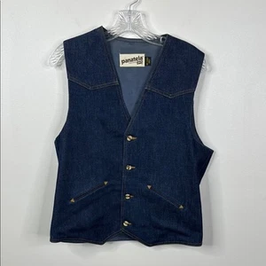 Vintage VTG Panatele Levi's Dark Blue Denim Western Style Vest - Picture 1 of 5