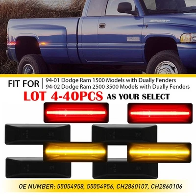 4-40X Para 94-02 Dodge Ram 1500 2500 3500 Ámbar Trasero Rojo LED Luces Laterales H Foto 1 de 4