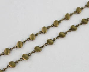 1 metro di catena fatta a mano maglia disco piatto bronzo antico #22906 - Foto 1 di 1