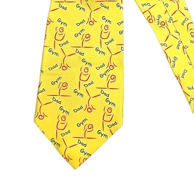 Eagle Wings Gym Dad Silk Tie Men’s 58.5” Yellow Sports Novelty Designer Wide Foto 1 de 4