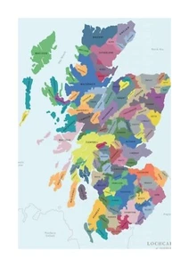 Clan map of Scotland A4 poster with choice of frame - Picture 1 of 4