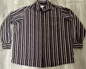 Concepts By Claiborne Striped Dress Shirt Long Sleeve Purple/BrownMens Size 3XLT - Picture 1 of 8
