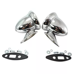 Classic Chrome Bullet Mirror 4in for MGB AC Cobra Sunbeam Mini Cooper - Pair - Picture 1 of 9
