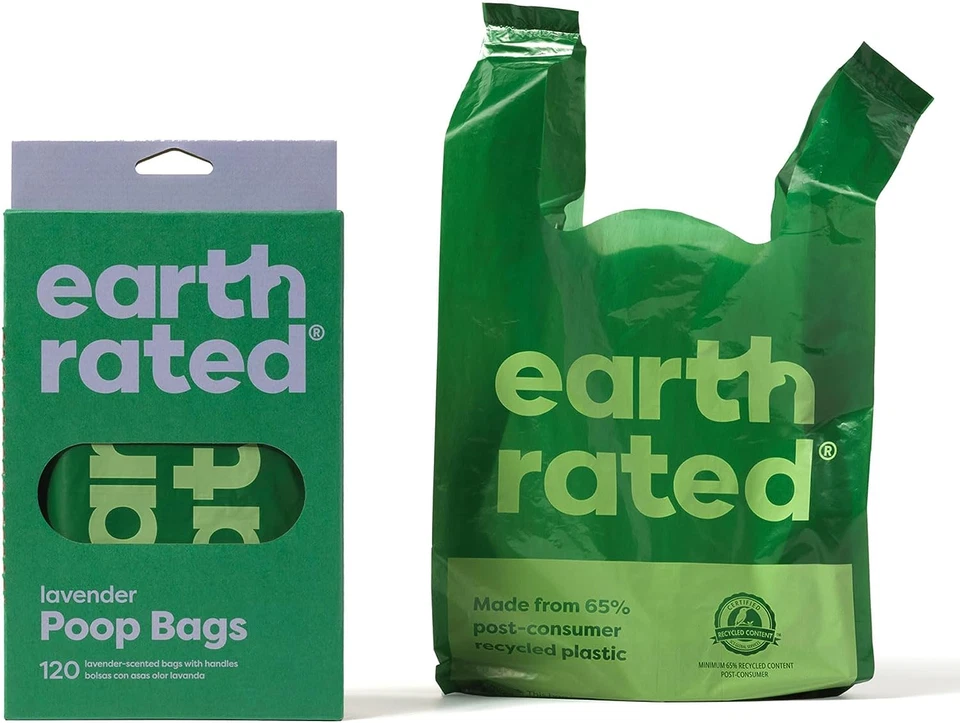 Earth Rated BIOHANDLE120 Dog Waste Bags With Handles 120 Count