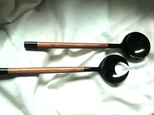 Salatbesteck ALTEDO aus schwarzem Büffelhorn m. Holzgriffen, 30 cm lang - Bild 1 von 5