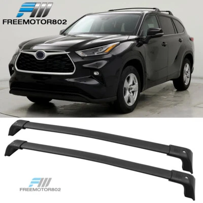 适用于 20-25 丰田 Highlander 4DR 横杆 车顶架 导轨托架 黑色 铝 — 第 1/4 张图片